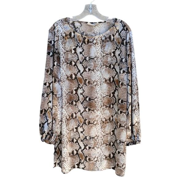 Chico's Satin Snakeskin Animal Print Swing Trapeze Mini Dress/Tunic XL chico's 3 - Picture 1 of 9